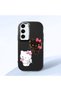 Samsung Galaxy S23 Compatible Case with Camera Protection Black Silicone Couple Phone Case with Kitty Pattern