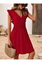 Women's Short Sleeve Double Breasted Collar Aerobin Dress with Elastic Waist - 5