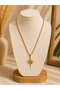 Women's Gold Color Pole Star Figured Twisted Chain Stainless Steel Necklace - 2