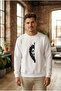 Oversize Crew Neck Valentine's Day Printed Sweatshirt - White