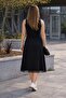 Women's Strappy Round Neck Midi Dress with Ruffled Hem - 3