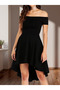 Women's short sleeve madonna neckline front short back long imported crepe wedding/graduation dress - 3