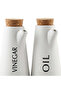 Ceramic Oil & Vinegar Bottle Set with Tray 16 cm - 2