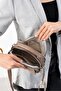 Women's Hand and Shoulder Bag Multi-Compartment Flap Zippered Cross Strap Mini Mink - 2
