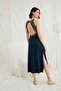 Viscose Nightgown with Chest and Back Cutouts, Lace and Slit, and Straps - 5
