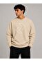 Directional Signs Pattern Printed Crew Neck Ribbed 2 Thread Sweatshirt