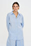 Women's Single Pocket Oversized Cut Shirt with Stripe Detail