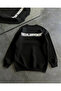 Winter bicycle collar oversize printed sweatshirt - black