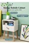 Nightstand with Drawer and Open Shelf, Modern Bedside Table with Solid Wood Legs,Nordic End Table, M - 2