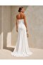 Body-Hugging Fish Cut Dress with Draped Detail on the Front and Tail 583346 White - 4