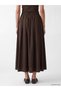 Özmarka New Season Brown Flared Skirt with Elastic Waist, 100% Cotton - 5