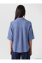 Özmarka New Season Purple Shirt Collar Textured Oversize Blouse - 4