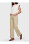 Beige Wideleg Women's Jean Trousers - 2