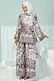 Brown Patterned Tunic Trouser Suit