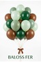 Little Explorer Jungle Camping Themed 20-Piece Dark Green Macaron Green Eucalyptus Brown Pulseless Balloon Set 1 Year Old Birthday Decoration
