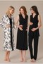 Women's Black Floral Lace Maternity Nightgown Pajama Set with Nursing Detail and Robe