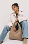 Mink Women's Suede Shopper Soft Form Shoulder Bag