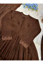 Brown Roman Silk Embroidered Gown Set - FFT9080 | Brown-Size:XL-42-Inches - 4