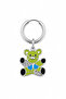 Unisex Silver Color Surgical Steel Dangle Enamel Teddy Bear Figured Hoop Earrings 1 Piece
