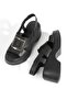 Black Genuine Leather Sandals Wedge Heels Daily Comfortable Shoes Tora - 4