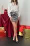 Women's Black Silver Mini Skirt Sequined Slim Fit Shiny Event Style - 3