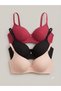 Women's Side Support Underwire Non-Padded Underwire-Free B Cup Daily Bra with Striped Look 80-95
