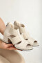 Cnf 116 High Heeled Sandals with Back Zipper and Rubber Detail - 3