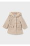 Hooded Ribbon Pocket Detailed Buttoned Baby Girl Plush Coat 2436