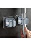 Four-piece self-adhesive wall-mounted broom holder, mop holder, and wall-mounted broom hook set; no drilling required; includes broom clip; gray. - 3