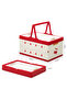 Large plastic storage basket with lid, foldable, portable picnic basket, suitable for clothes, books, and sundries (red and white). - 2