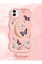 Samsung Galaxy M13 5g Compatible Wavy Frame Moon Butterfly and Flower Patterned Silicone Phone Case