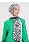Striped Leopard Patterned Shawl - Black - 2
