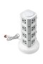 4-Layer Multi Pin Vertical Power Extension Socket Grey/White