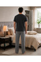 Men's Black Short-Sleeved Plaid Pants Cotton Pajama Set with Pocket Detail Comfortable Home Wear - 3