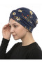 Wildflower Patterned Ready-To-Wear Turban Hijab Pool Cap with Cross and Band Detailing and Lining - 6