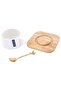 Fine Bone Ceramic Cup & Saucer Set With Spoon-White/Brown - 3