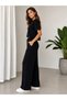 Black Women's Stoned Tracksuit Bottom and Top Two-Piece Set - 2