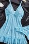 Blue Polka Dot Ruffle Detailed Ribbon Nightgown - 5