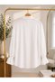 Women's White Drawstring Detailed Long Sleeve Oversize Long Shirt - 2