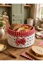 White Knitted Bread Bowl - with Red Bow Detail
