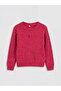 Fuchsia Crew Neck Sequined Girls' Knit Sweater