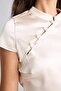 Fitted High Neck Satin Short Sleeve Blouse I5025Ax26Au - 8