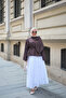 Women's Collar Ribbon Tie Asymmetrical Cut Blouse Brown - 4