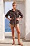 Italian Chocolate Color Shirt Collar Long Sleeve Buttoned Sequined Embroidered Casual Woven Shirt 65 62 - 6