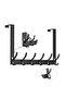 Over-The-Door 6-Hook Coat & Towel Rack - No Assembly Hanging Storage Organizer for Bathroom & Bedroom (Black) - 2