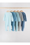 Baby 5-Piece Blue and Gray Toned Ribbed Zippered Booties Sleeping Bag Set - 7