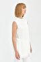 Chiffon Front Sleeveless Combed Cotton Undergarment - Ecru - 6