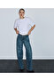 Hotfix baskılı wide leg jean pantolon - 2