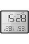 Digital thermometer and hygrometer, small LCD alarm clock - black