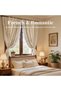 2-Panel French Country Style Blackout Curtains with Red Tassels for Bedroom & Living Room (Beige, 150x150cm) - 3